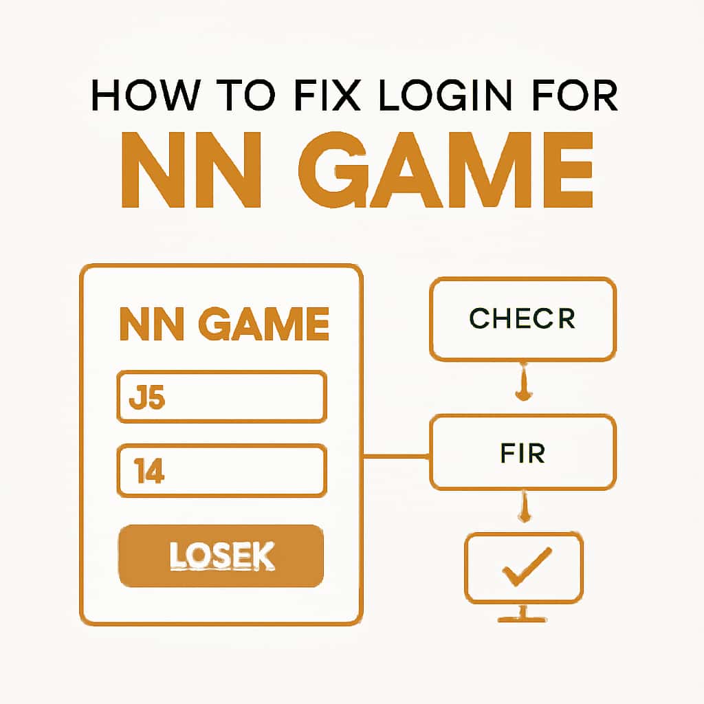 An educational illustration on troubleshooting login issues for NN Game.