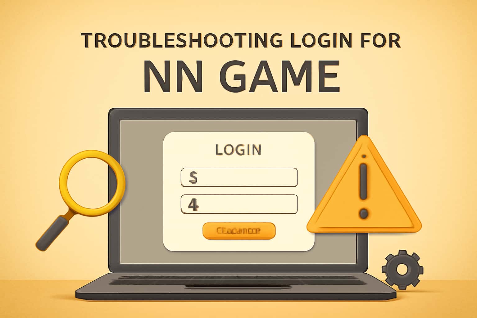 A neutral scene depicting troubleshooting steps for logging into NN Game.